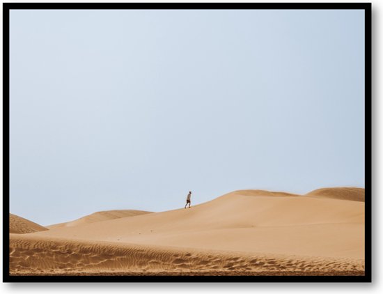 Alleen met de Horizon - Zandpaden van Gran Canaria - Fotoposter 40x30 met Lijst