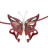 Behave Collier cordon ciré rouge avec papillon en émail