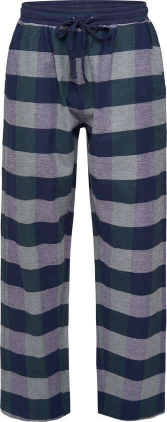 Phil & Co Heren Pyjamabroek Lang Geruit Flanel Blauw/Groen - Maat L