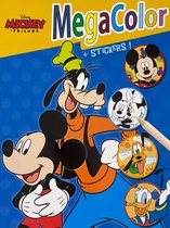 MegaColor Kleurboek Disney Micky & Friends - Pluto - Blauwgeel - A4 Formaat - 120 Kleurpagina's + 25 Stickers!