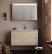 Serie Emilia - Meuble de salle de bain / Meuble à miroir - 100 cm - Chêne clair - MDF - Moderne