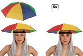 6x Paraplu hoofd multi - Hoofdparaplu - Carnaval thema feest regen feest optocht evenement fun