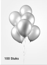100 x Zilveren Metallic Ballonnen 100% biologisch afbreekbaar , 30 cm doorsnee, Nieuwjaar, Kerstmis, Carnaval, Voetbal, Verjaardag, Themafeest, Huwelijk, Versiering