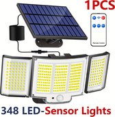Solar Buitenlamp met Bewegingssensor - Solar Wandlamp met Sensor - Zonne-energie - 348 LED's - IP65