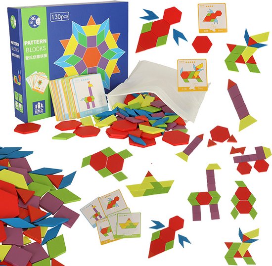 Foto: Playos tangram hout 130 delig 24 opgaven 5 moeilijkheden montessori speelgoed ruimtelijk inzicht educatief speelgoed geometrische puzzel figuren bouwen patronen constructie speelgoed houten puzzel ruimtelijk speelgoed