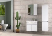 Meuble de salle de bain EDREMIT 65 cm | BLANC MAT | MDF |Softclose | Sans poignée | Évier en céramique | Lavabo / meuble sous-vasque |Meuble bas pour lavabo avec lavabo en céramique