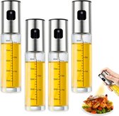 Oliesproeier voor spijsolie, 4 stuks 100 ml multifunctionele oliesproeier, transparante glazen oliespray om te koken, professionele oliespuitfles voor koken, salade, barbecue