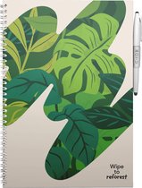 MOYU - Sandy Jungle Notebook - Uitwisbaar Notitieboek A4 Hardcover - Multifunctionele pagina’s - Inclusief uitwisbare pen, houder en wisdoekje