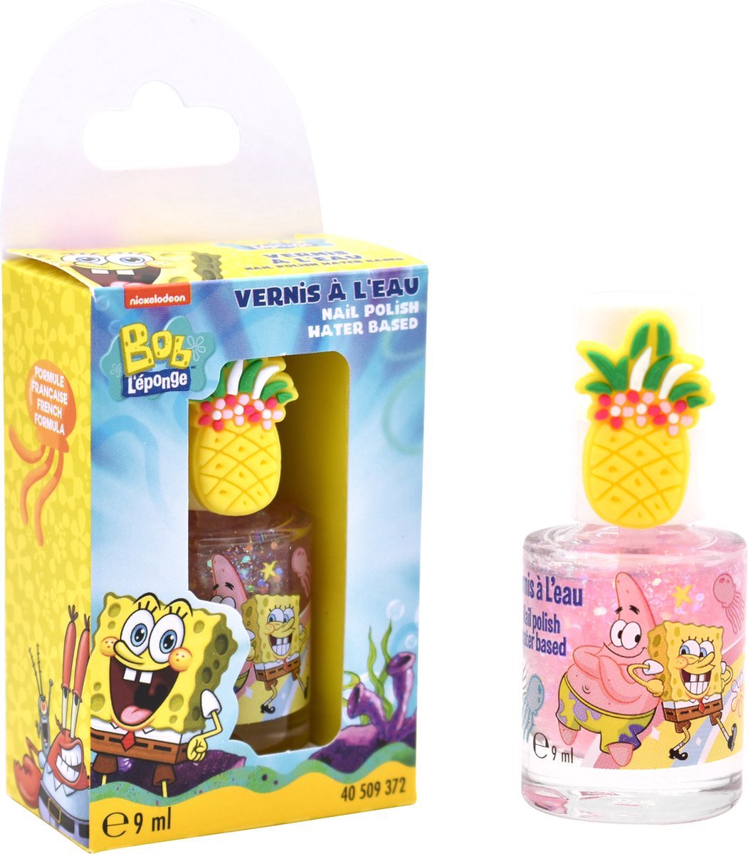 Goedkoopste Sponge Bob Nagellak - Kinderen Nagellak - Glitter Nagellak - Afwasbaar - Waterbasis - 9ml