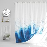 Maritiem zee-design douchegordijn B x H: 240x200 cm donkerblauw van waterdicht polyester textiel, wasbaar, anti-schimmel, verzwaarde zoom, incl. roestvrijstalen haak