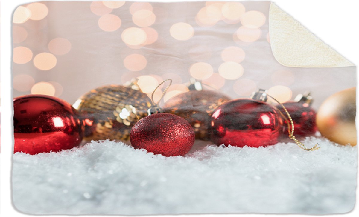 Fleecedeken Kerstbal rood, FD2023508, Plaid, 96x146cm, Polyester Sherpa