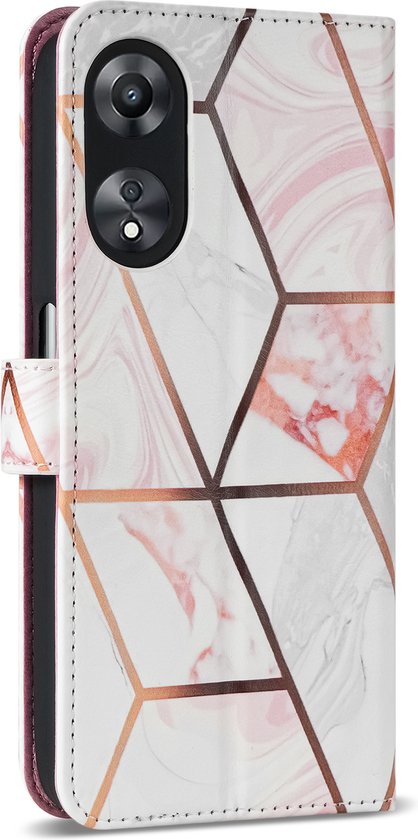 Geschikt Voor Oppo A78 5G Hoesje - Solidenz Bookcase A78 5G - Telefoonhoesje A78 5G - Case Met Pasjeshouder - Cover Hoes - Marmer