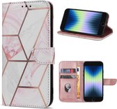 Geschikt Voor iPhone 8/7/SE 2022/2020 Hoesje - Solidenz Bookcase - Telefoonhoesje - Case Met Pasjeshouder - Marble - Cover Hoes - Marmer