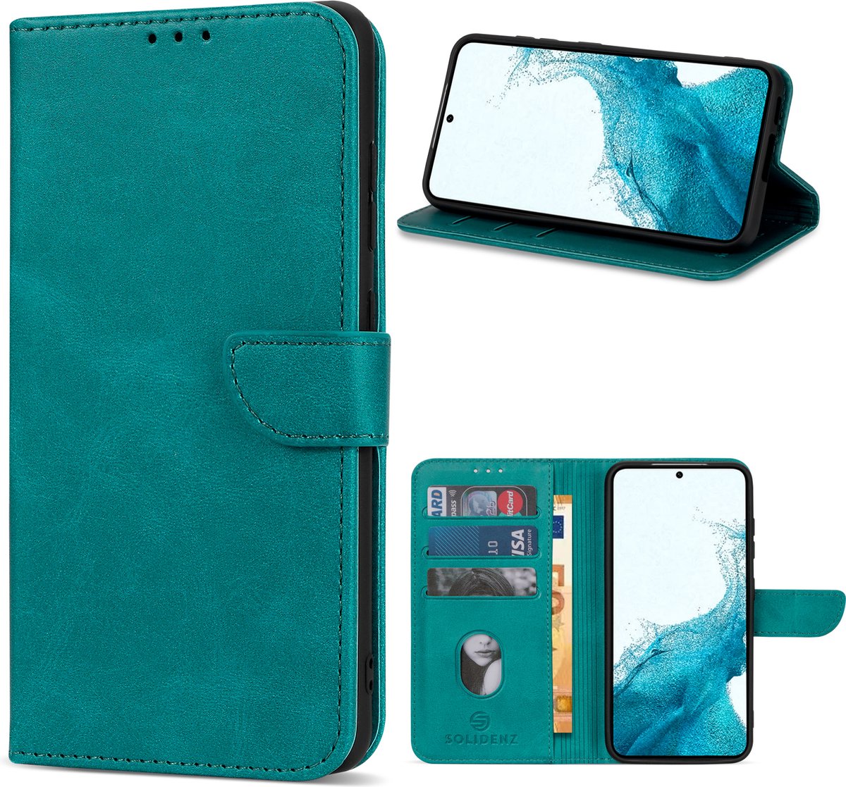 Geschikt Voor Samsung Galaxy S23 Plus Hoesje - Solidenz Bookcase S23 Plus - Telefoonhoesje S23 Plus - S23 Plus Case Met Pasjeshouder - Cover Hoes - S23+ - Blauw