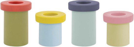 Remember - Bougeoir Pippo Set de 4 Pièces - Porcelaine - Multicolore