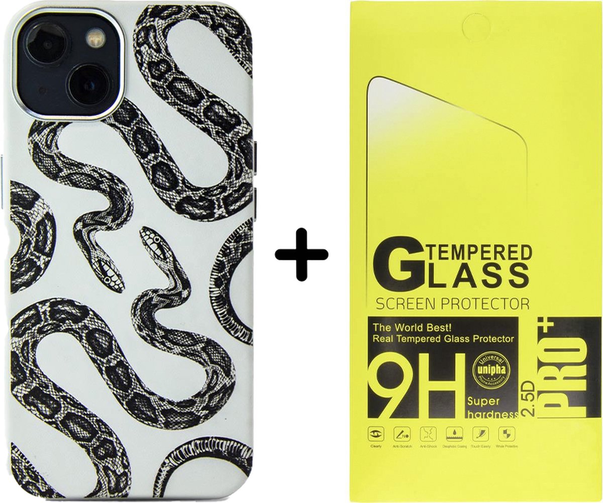 iPhone 14 Plus hoesje - magsafe hoesje / Starcase Battling Snakes - Snake / iPhone hoesje met Magsafe - Kunstleer | Met gratis screen protector t.w.v €9,99!