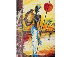 Gezichtsversierde Afrikaanse Vrouw Zaïre | Houten Puzzel | 1000 Stukjes | King of Puzzle | 44 x 59 cm