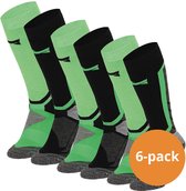 Chaussettes de Snowboard Xtreme - Multi Vert - Taille 42/45 6 paires de chaussettes de Snowboard - Talon, Mollet et Tibia renforcés - Extra Ventilées - Bout sans couture