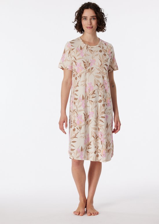 Schiesser Damen Nachthemd Kurzarm – Bequemes Nachtkleid Mit Taschen | Single Jersey | Gestreift | Für Erholsamen Schlaf