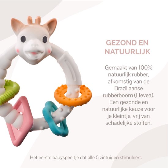 Sophie de giraf Colo'rings - Bijtring - Babyspeelgoed - Kraamcadeau - Babyshower cadeau - 100% natuurlijk rubber - In gerecyled geschenkdoosje met organic katoenen strikje - Vanaf 0 maanden van Sophie de Giraf. — afbeelding 3