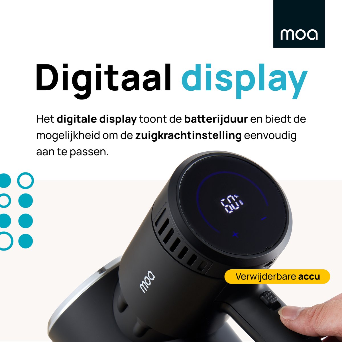 MOA Steelstofzuiger Draadloos - Zonder Zak - Op Accu - afbeelding 3