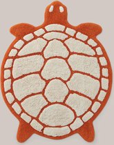 Badmat Lazy in de vorm van een schildpad, Staycation collectie, decoratie voor de badkamer, duurzaam katoen, Oeko-Tex®-standaard 100 gecertificeerd - oranje, 75 x 98 cm