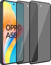 2x Geschikt voor Oppo A58 4G Screenprotector Privacy - Privacy Beschermglas - Privé GuardCover