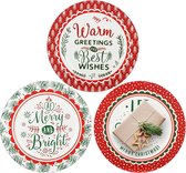 3 x borden voor Kerstmis, Sinterklaas, advent, herbruikbare schoteltjes als tafeldecoratie, decoratieve borden, borden met spreuken, 33 cm, keuze varieert