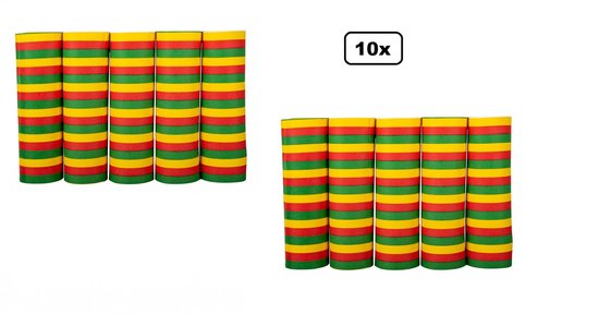 10x Rol Serpentines rood/geel/groen - Carnaval festival optocht feest party serpentine
