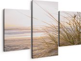 Artaza Canvas Schilderij Drieluik Strand En Duinen Tijdens Zonsondergang - 150x120 - Groot - Foto Op Canvas - Canvas Print