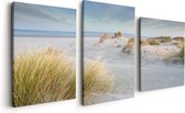 Artaza Canvas Schilderij Drieluik Groot Strand met Zee - 120x60 - Foto Op Canvas - Canvas Print