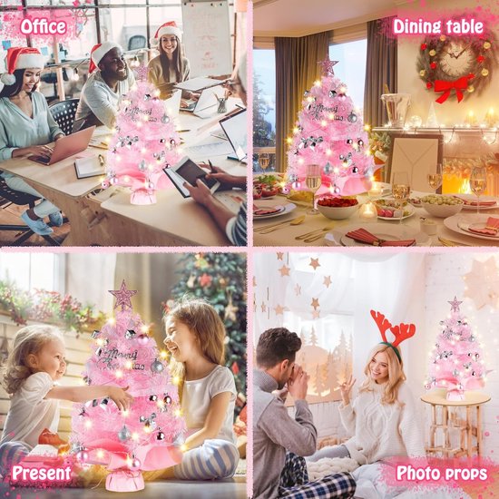Mini kerstboom roze 60 cm bol