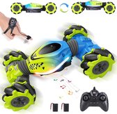 Xbesttoy Op afstand bestuurde auto met handbediening, 4WD, handheld stunttwist-auto met muziek en licht, 2,4 GHz, 360 graden rotatie, RC crawler met Betterie-accu's, cadeau voor kinderen 6, 7, 8, 9,