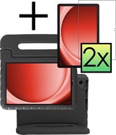 Hoesje Geschikt voor Samsung Galaxy Tab A9 Hoesje Kinderhoes Shockproof Hoes Kids Case Met 2x Screenprotector - Zwart