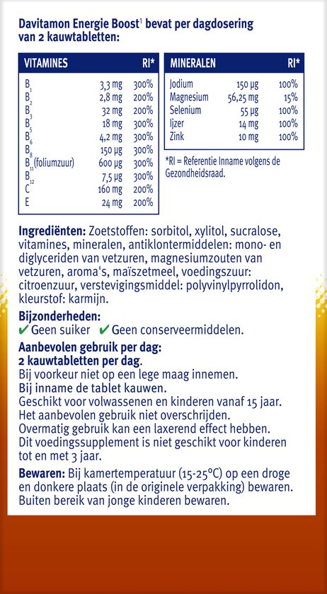 Davitamon Energie Boost Forte - multivitamine - bosvruchten - 40 tabletten - Davitamon