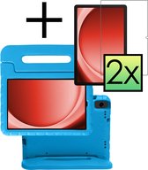 Hoesje Geschikt voor Samsung Galaxy Tab A9 Plus Hoesje Kinderhoes Shockproof Hoes Kids Case Met 2x Screenprotector - Blauw
