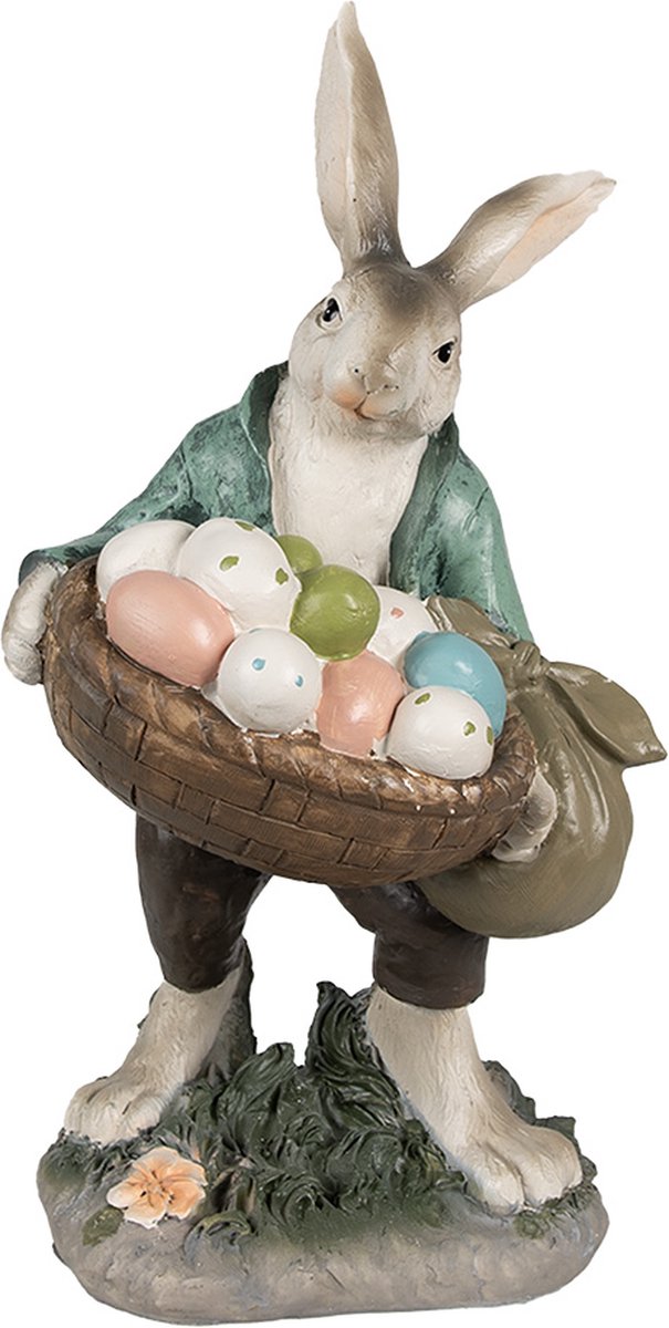 Clayre & Eef Beeld Konijn 32 cm Bruin Groen Polyresin