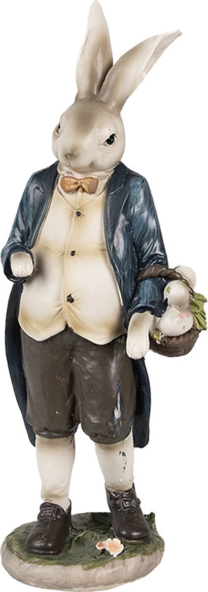 Clayre & Eef Beeld Konijn 25 cm Bruin Blauw Polyresin
