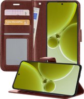 Hoesje Geschikt voor OnePlus Nord 3 Hoesje Book Case Hoes Wallet Cover - Hoes Geschikt voor OnePlus Nord 3 Hoesje Bookcase Hoes - Bruin