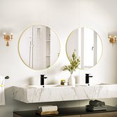 60 cm ronde spiegel gouden wandspiegel met geborsteld metalen frame voor badkamer, wastafel, woonkamer, slaapkamer, entree wanddecoratie
