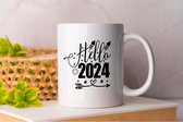 Mok Hello 2024 - HappyNewYear - Gift - Cadeau - NewYearsEve - CheersToANewYear - NewBeginnings - WishesForTheNewYear - GelukkigNieuwjaar - Oudjaar - ProostOpEenNieuwJaar - NieuweStart