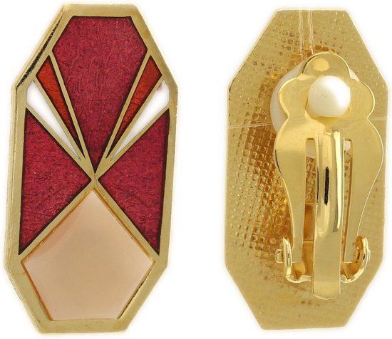 Behave Clips d'oreilles femme vintage rouge rose