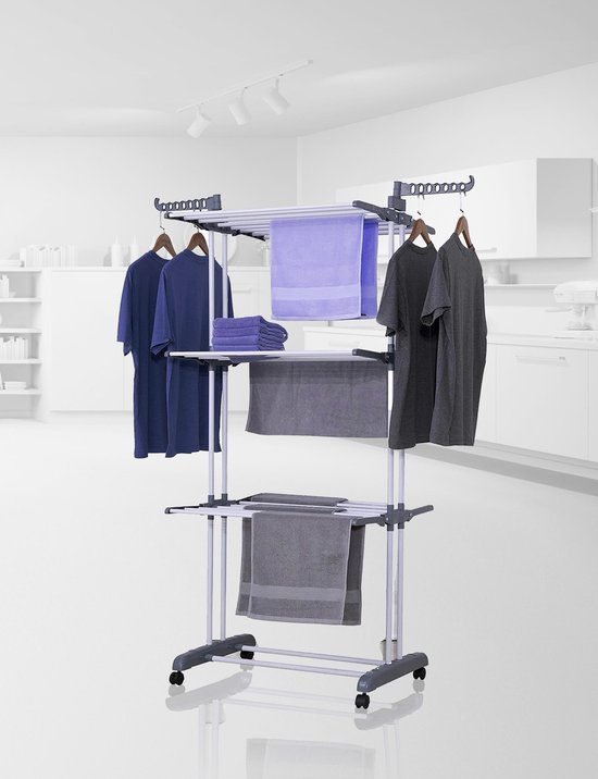 Clever Clean Droogtoren XXL | 3 niveaus | 18m drooglengte | 76 x 64 cm