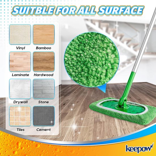 Keepow Chiffons humides réutilisables pour nettoyant pour sols en  microfibre - oa.