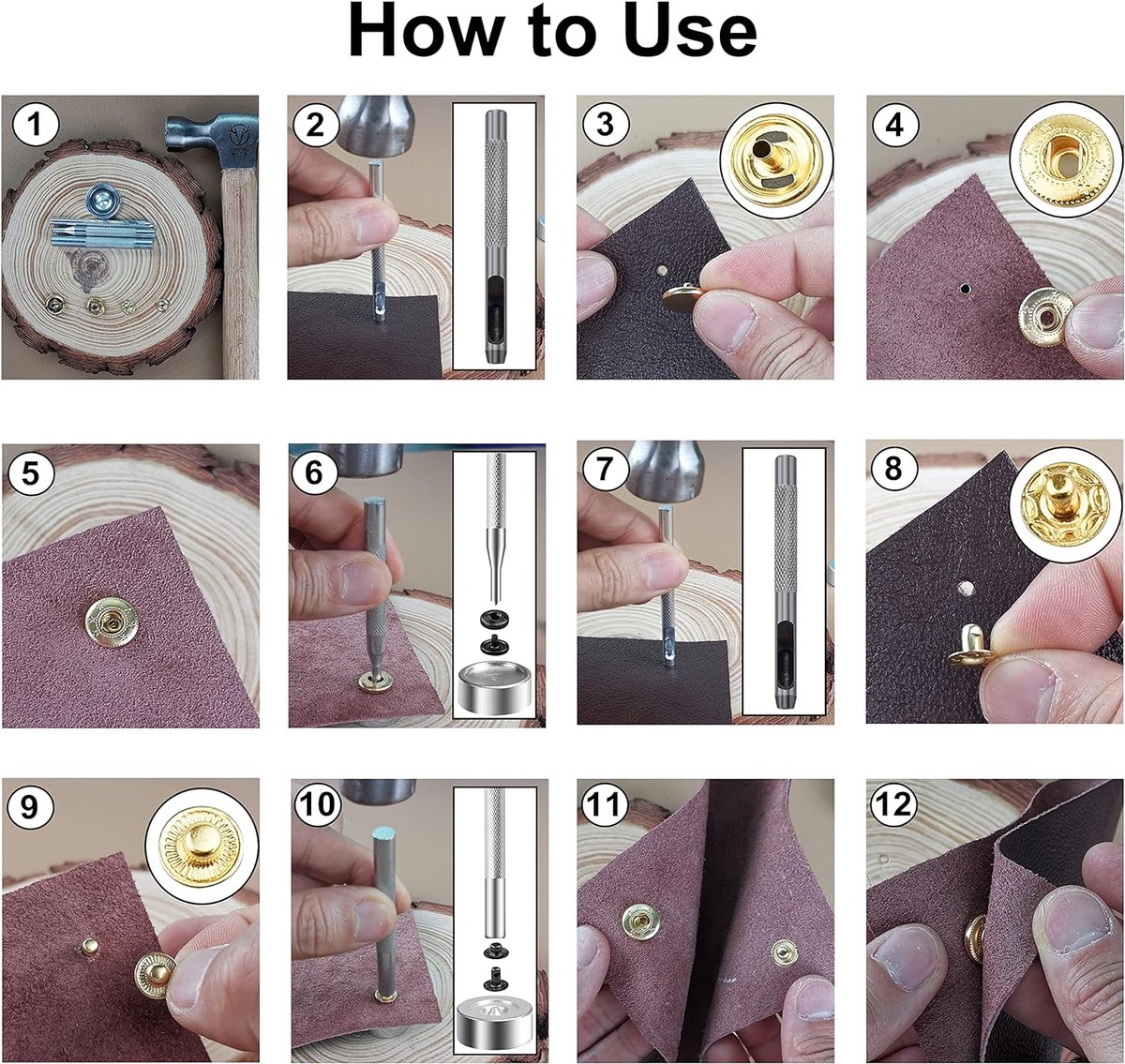 50 Ensembles De Stud -pression, Boutons-pression En Métal , Boutons