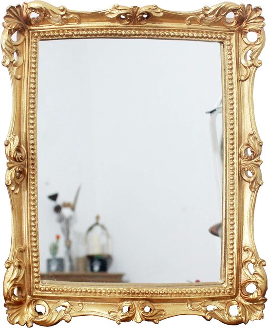 Vintage 24 x 28 cm Decorative Mirrors, Square Antique Gold Wall Mounted & Table Makeup Mirror