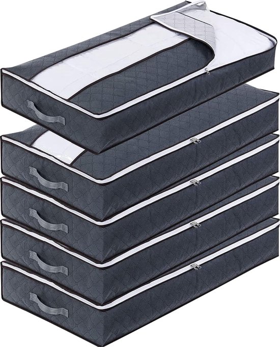 GoMaihe Opbergtas Onder het Bed 3 Delige, Non-woven Opvouwbaar Onder Het Bed Dressoir, Opbergruimte voor Kleding met Duurzame Ritssluiting en Handvat voor Dekbedden, Kussens, Kleding, Dekens