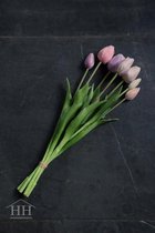 Tulpen kunstboeket - paars / lavendel - 47cm lang - 7 stelen - voorjaar - tulpenboeket - kunsttulpen - boeket - nep tulpen
