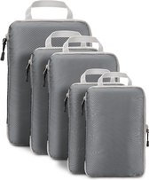 Packing Cubes Compression Suitcase Organiser Packing Cubes Packing Bags Clothes Bags Packing Cubes Luggage Storage Bags (Grey, Pack of 5)