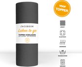 Jacobson - Hoeslaken Topper - 200x200cm - Jersey Katoen - tot 10cm matrasdikte - Antraciet